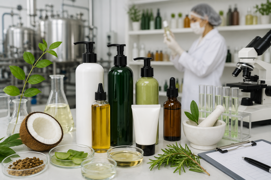 Haircare Manufacturer in India developing premium haircare products in a modern GMP-certified formulation laboratory